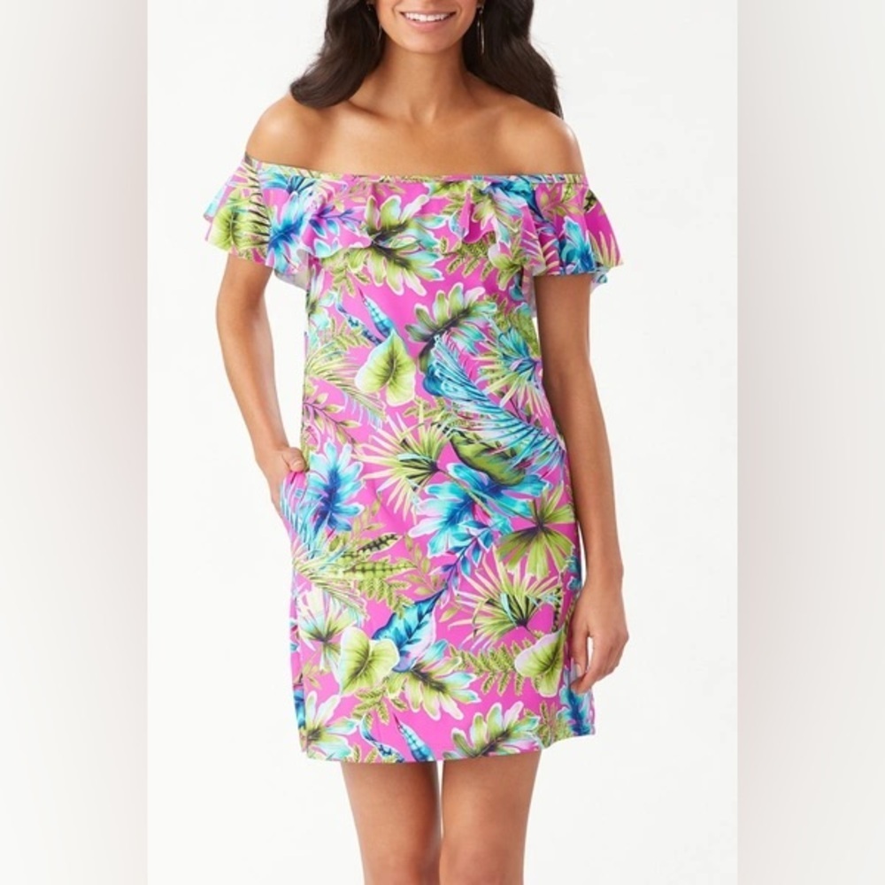TOMMY BAHAMA Floral Off-Shoulder Dress size S(?)